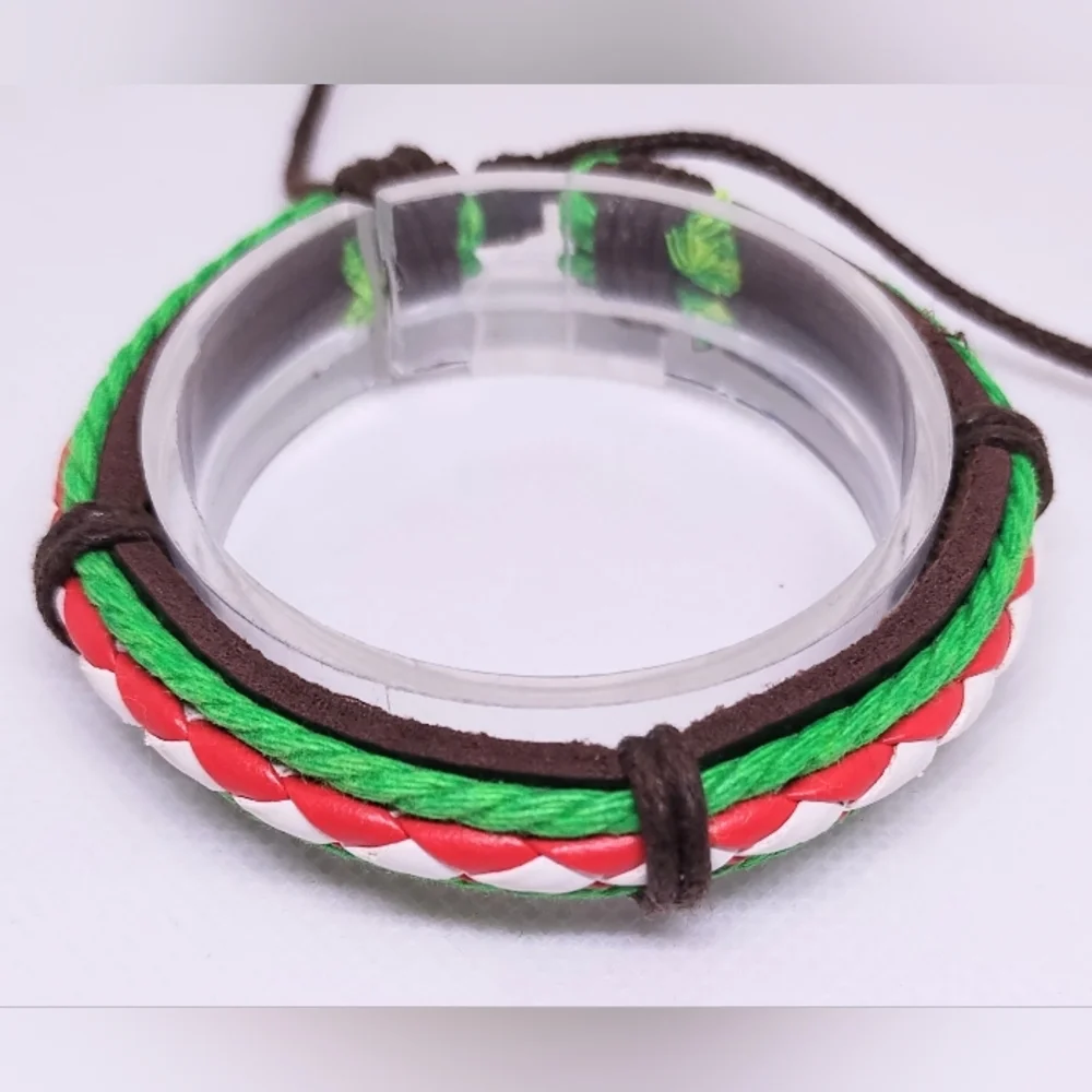 Men's Bracelet‎ Leather Braided Black New f65